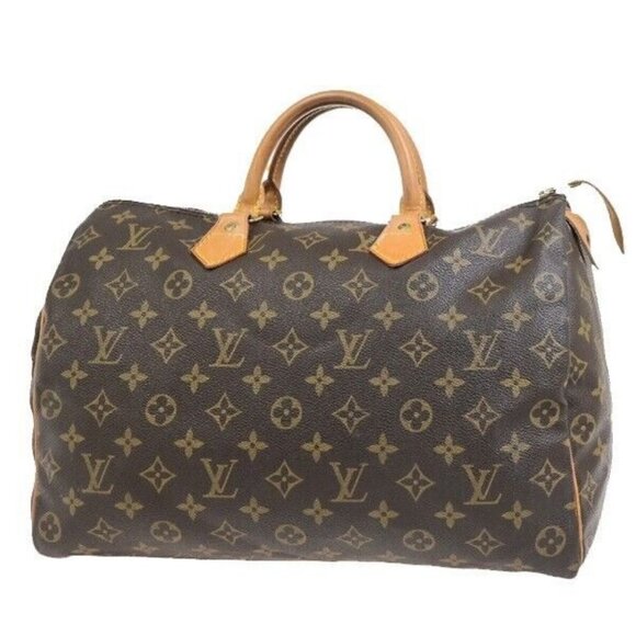 LOUIS VUITTON Speedy 35 Travel Hand Bag Monogram Leather Brown M41524 72ED835 - Picture 1 of 15